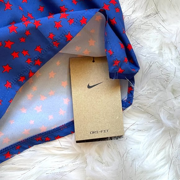 NEW Women's Nike Small Dri-Fit Blue Red Star Patriotic Shorts NWT - Picture 4 of 7
